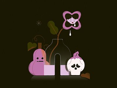 Sad Still Life adobe illustrator autumn fall flat art flower halloween illustration pumpkin sad sadness seasonal depression spooky still life tears texture vector art