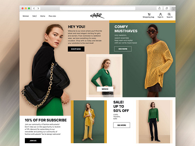 Fashion store website landing page | home page design fashion shop store web women fashion