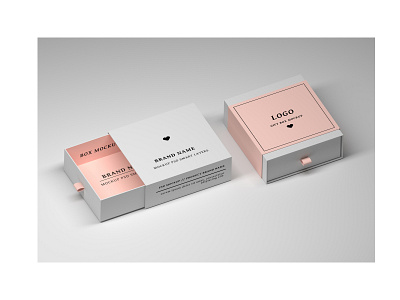 Stationery mockup, two gift boxes with colored labels.