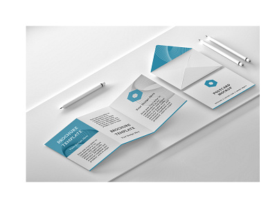 Mockup with office document - triple sided flyer booklet.