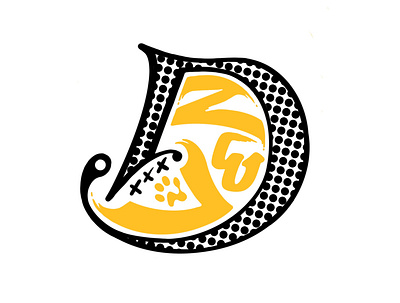 The D custom lettering illustration initials italic logo logotype skateboard typography yellow