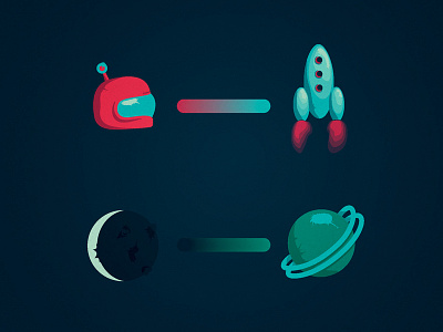 Blend in Space cosmos design illustration moon planet rocket space