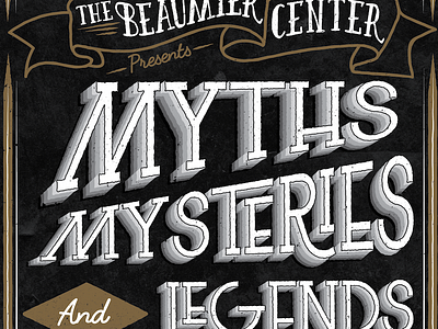 Myths and Mysteries Exhibit Poster bigfoot exhibit folklore history legends myths poster sasquatch typography vintage