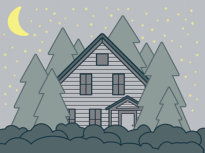 Ghost Town Poster Detail abandoned ghost town graphic design illustration night simplistic starry night vector art wilderness