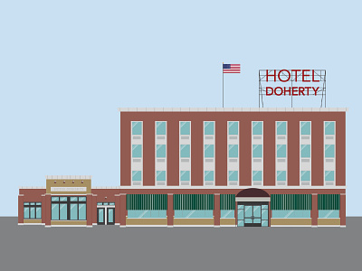 Doherty Hotel architecture building clare hotel illustration simple