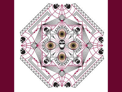 Creepy Mandala geometric illustration linework mandala pattern skulls symmetry