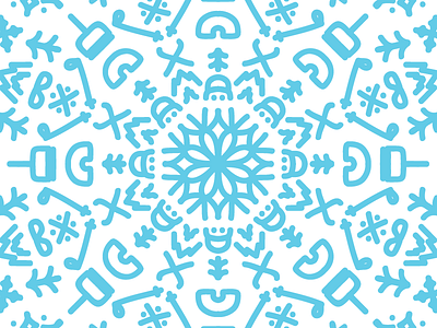 Winter Inspired Mandala doodle mandala ski skis snow snowflake symmetry thick lines winter