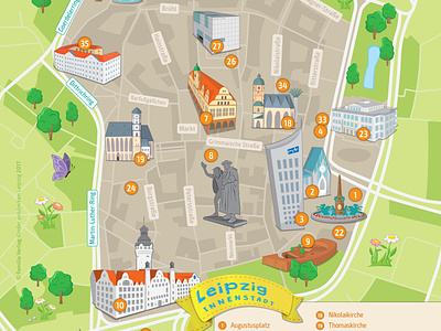 Illustrated map: Leipzig city centre