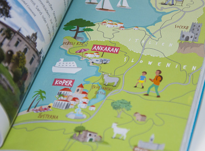 Illustrated map: Slovenian coast book childrens book illustrated map illustration