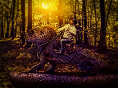 Ride on Lizard color correction color grading concept creative designing highlight and shadow photo manipulation