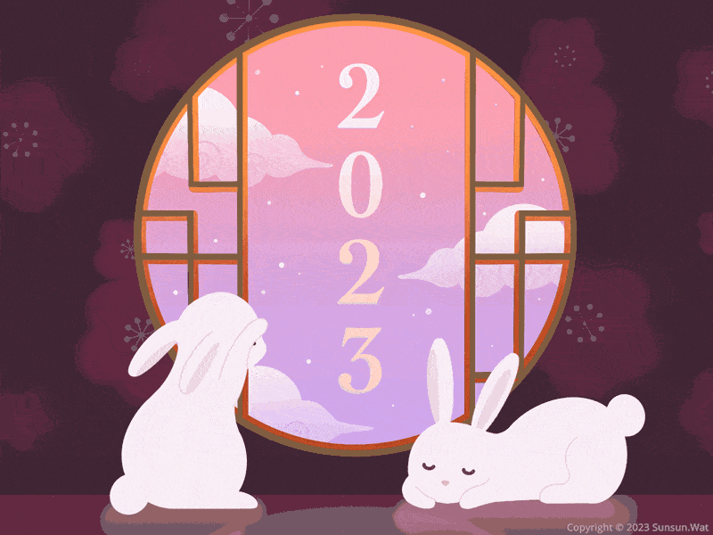 Happy New Year 2023 - Year of the Rabbit 2023 2d after effects animation app branding graphic design illustration logo motion graphics new year ui vector
