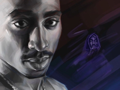 2Pac 👑 2pac boy cg draw ghetto hiphop illustration king legend paint rap tupac