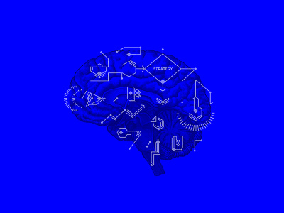 Smart illustration 2016 blue brain dark icondesign icons illustrations marketing monkey poster smart white