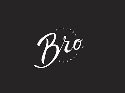 Calligraphic logo for Bro agency brown calligraphy developers digital handlettering handwritten italic lettering logo logodesign white