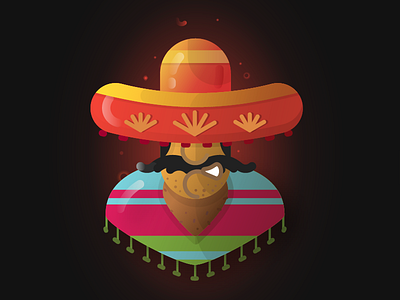 Mexican Mariachi character flat illustration man mariachi mexican poncho sombrero
