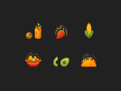 Mexican food ^_^ avocado burrito corn fiesta food icon illustration mexican nachos set tacos vector