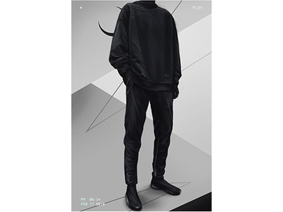 b l a c k art black cg digital draw fashion guy illustration man minimal art moon paint