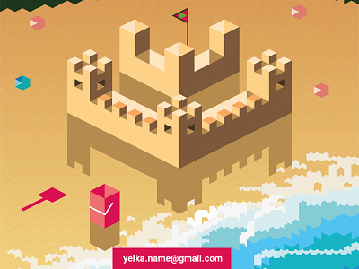 Sand castle by Yelka abstraction cartoon design flat flat design flat illustration flatdesign illustration illustrations illustrator isometry poster sand castle vector