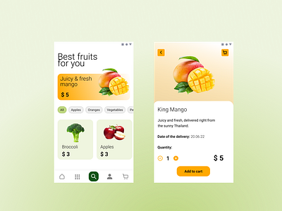 Daily UI - mobile app for fruits&vegetable delivery for Android