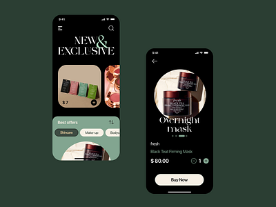 Fancy cosmetic shop app interface daily ui