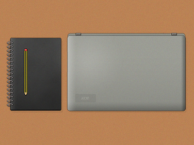 Essentials essentials laptop notebook pad pencil pixels stylised