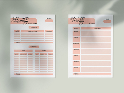 Budget planner design branding printable