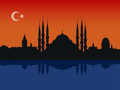Silhouette illustration of istanbul turkey black