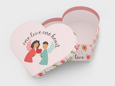 Gift box in the shape of a heart branding love