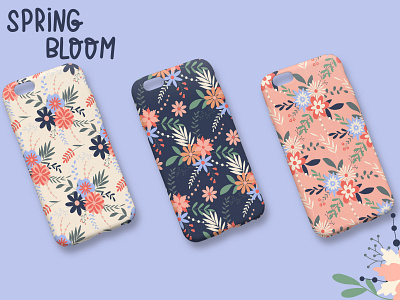 Spring blooming wild flowers seamless pattern