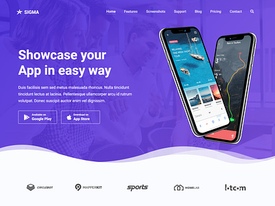 Sigma - App Landing Page Template ajax android app creative flashblue ios landing mobile page showcase sigma store