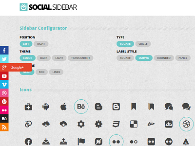 Social Sidebar animation bar css3 flashblue font html5 icon link sidebar social transition