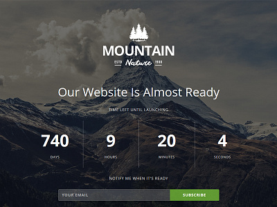 Mountain - Responsive Coming Soon Theme ajax construction countdown flashblue image mountain responsive retina slideshow subscribe theme youtube