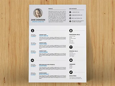 Clean Resume 300dpi cmyk color cv dark flashblue layered light print psd resume template