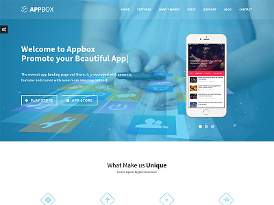 Appbox - Responsive App Landing Template ajax android app appbox contact flashblue ios landing mobile page showcase template