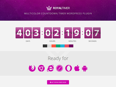 RoyalTimer - Multicolor Countdown Timer WordPress Plugin canvas countdown flashblue flip multicolor plugin resizable responsive royaltimer timer vector wordpress