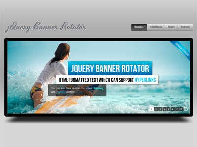 jQuery Banner Rotator banner flashblue gallery jquery rotator slider slideshow thumbnail timer transition