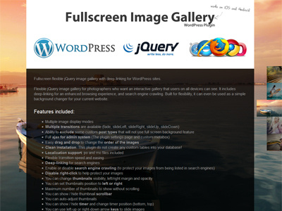 jQuery Fullscreen Image Gallery WordPress Plugin admin ajax background deeplink flashblue fullscreen gallery image jquery keydown localization metabox php plugin preloader seo slider thumbnail timer wordpress