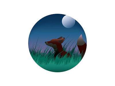 Dusk fox animal fox icon illustration nightsky vector