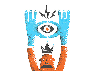 Misc Illustration crown eye eyeball hands lightening mustache