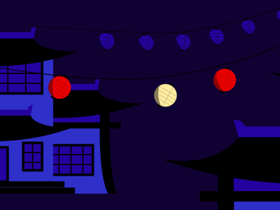 Lanterns in the midnight aftereffects design illustration