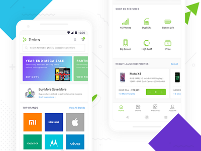 New Home Screen on Shotang App android app blue bottom nav card design e commerce homepage mobile product ui ux