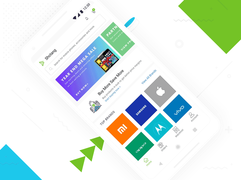 Home Screen Interactions on Shotang App android app blue design e commerce homepage illustrations mobile product typography ui ux