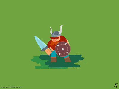 Viking in Waiting character flat design illustration vector viking