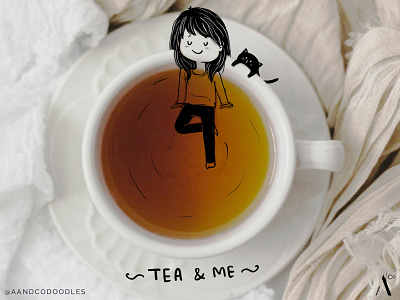 Tea & Me cat illustration doodle girl illustration illustration photo illustration