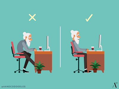 Good Work Posture flat design good posture illustration infographic vector