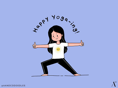 Happy Yoga Warrior cute doodle doodle art illustration warrior pose yoga yoga day yoga pose