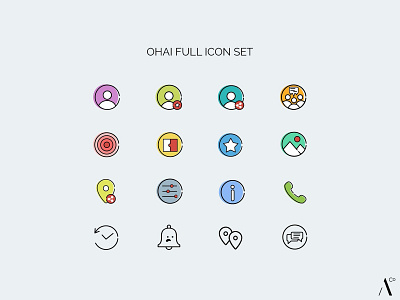 Ohai Icon Set - Full about bookmark call chat favorites gallery icon app icon design icon set info invite live view match message profile settings share share location ui user
