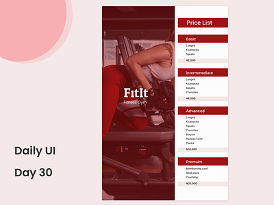 Daily UI Day 30 Price List daily challenge daily ui design ui ux