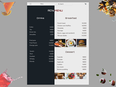 Daily UI Day 43 Food/Drink Menu daily challenge daily ui design ui ux
