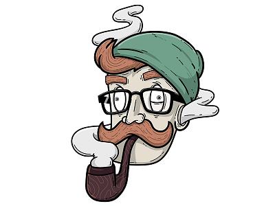 Hipster beanie character glasses hipster illustration illustrator mustache photoshop pipe smoke